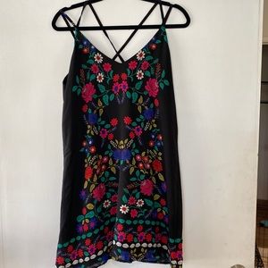 Black flowered dress. Size M